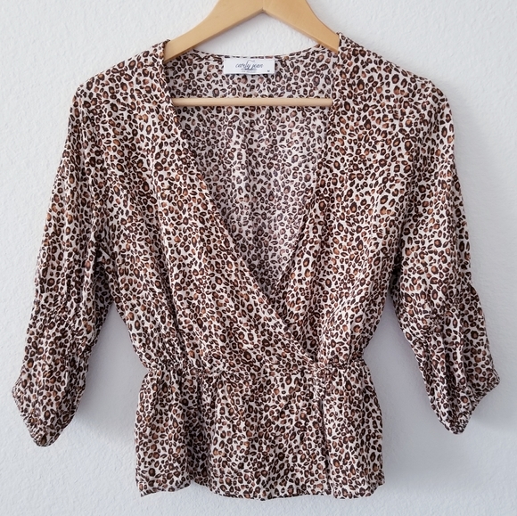 Carly Jean Los Angeles Tops - Carly Jean | Leopard Print Peplum Surplice Top